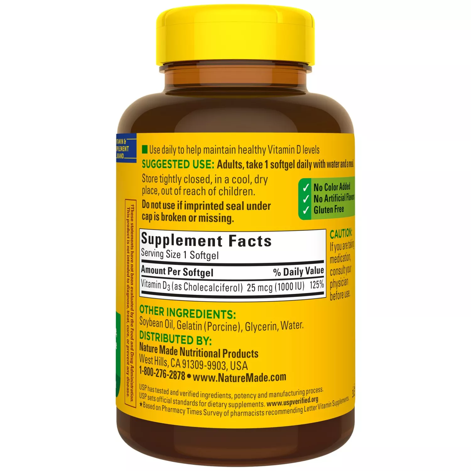 Vitamin D3 25 Mcg Nature Made (1,000 Iu) Softgels (650 Ct.) - Bimila